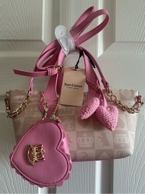 Juicy Couture Pink Logo Heart Charm Handbag strap new